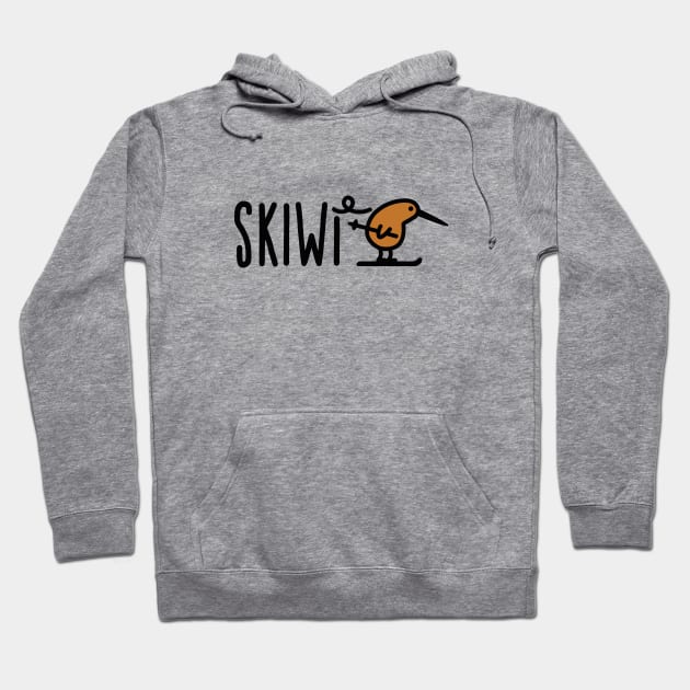 Skiwi funny skiing Kiwi bird New Zealand cartoon (landscape) Hoodie by LaundryFactory